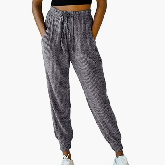 LYHNMW Pants - LYHNMW Drawstring Waffle Knit Sweatpants